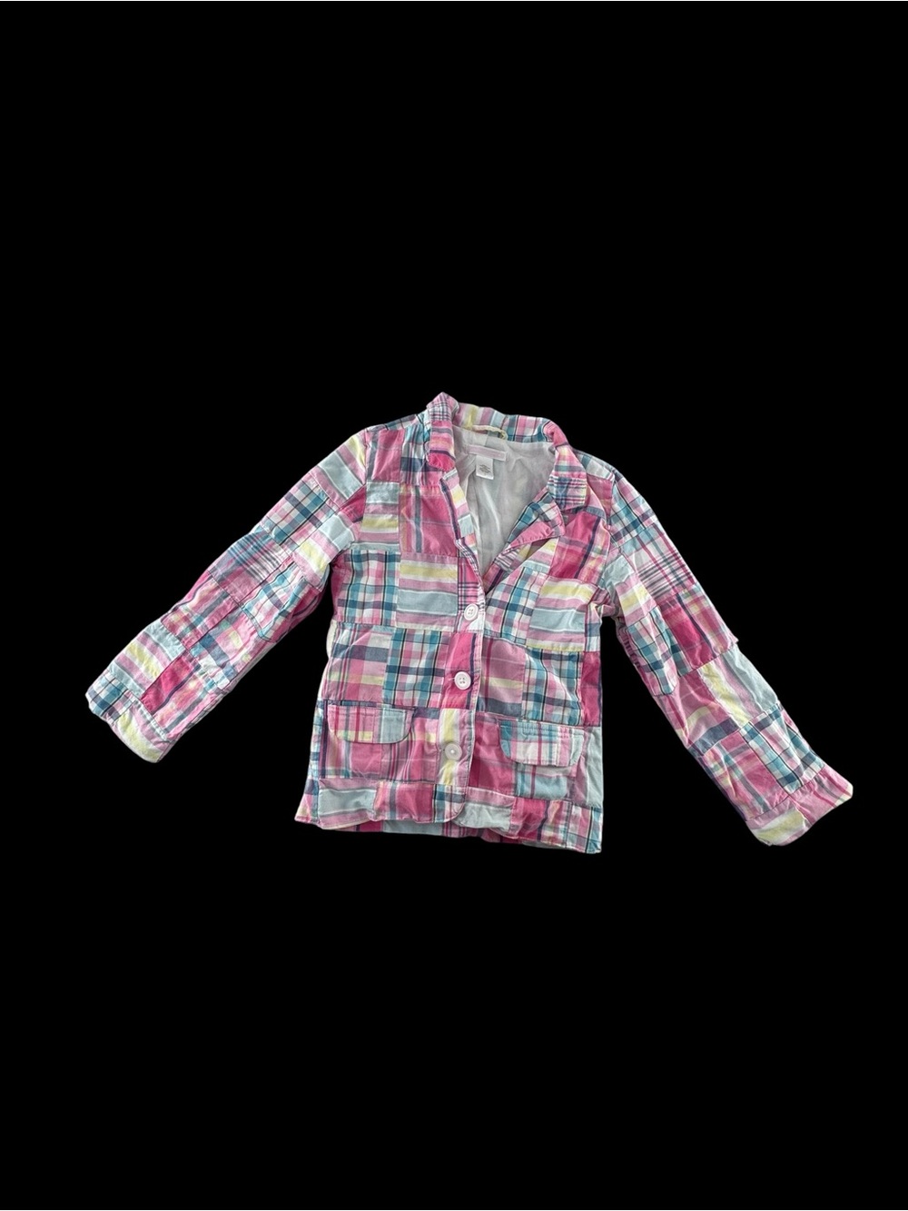 Janie and Jack Girls' Pink Multi-Color Plaid Blazer
